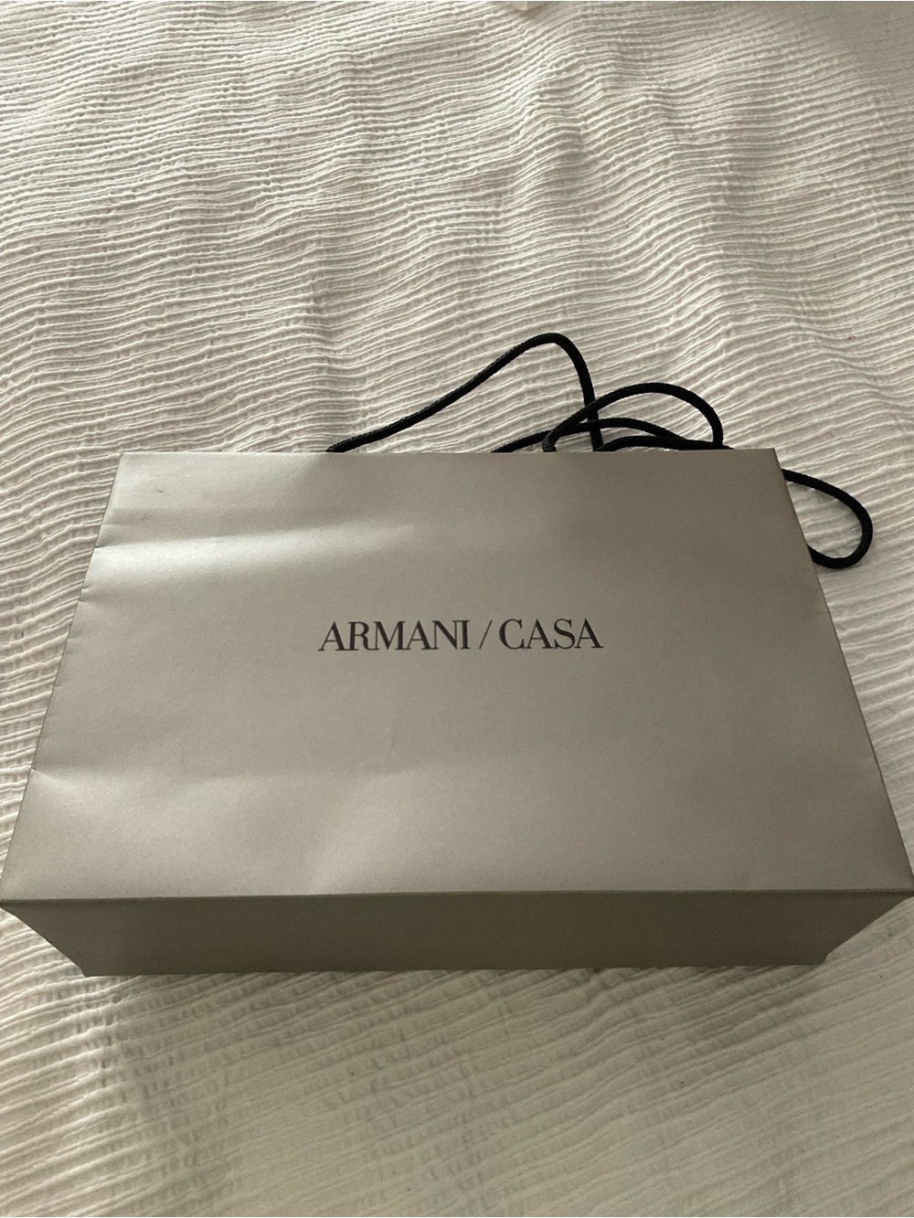 Armani Casa Gray gift Bag with Black Cord Handles